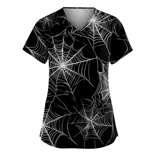 Saymany Kasack Damen Halloween Fledermaus Kostüm Hexe Arbeitskleidung & Uniformen Op Kleidung Geister Kostüm Locker Horror （2-White，XL） von Saymany