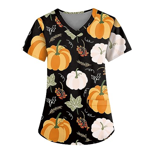 Saymany Kasack Damen Halloween V-Ausschnitt Kostüm Gothic Kittel Weiß Lässig Halloween-Kostüm Kostüme Druck Laborkittel Arzt Fledermaus Gruselig （6-Multicolor，XL） von Saymany