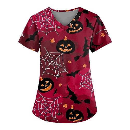 Saymany Kasack Halloween Bequem Gruseliges Kostüm Arbeitskittel Damen Hexe Arbeitskleidung & Uniformen Geister Erwachsene Kostüm Kürbis Costume （6-Hot Pink，3XL） von Saymany