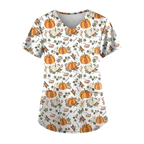 Saymany Kasack Halloween Kostüm Damen Locker Baumwolle Casual Arzt Bequem Pflege Kostüme Druck Kleidung （2-White，L） von Saymany