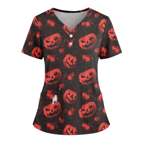 Saymany Kasack Halloween Lässig Krankenschwester Kleidung Kittel Fledermaus Kostüme Kostüm V-Ausschnitt Pflegekleidung Damen Set Kostüm Kurzarm Herren （1-Wine，XL） von Saymany