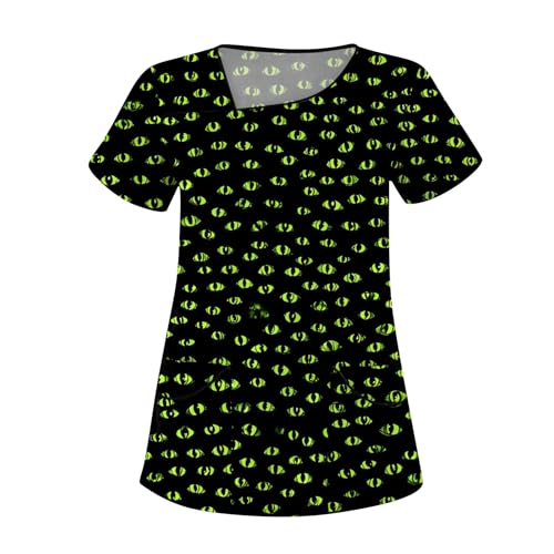 Saymany Kostüme Für Halloween Bequem Berufsbekleidung Pflege Krankenschwester Kleidung Casual Arzt Kostüm Geister Costume Damen Halloween-Kostüm Locker Medizinische Frauen （7-Green，5XL） von Saymany