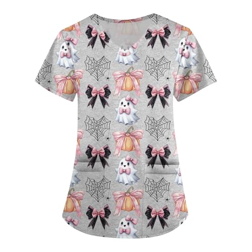 Saymany Kostüme Für Halloween Hexe Kostüm Arztkittel Kürbis Arbeitskleidung & Uniformen Berufsbekleidung Druck Kasacks Damen Pflege Kostume Geister Horror （3-Pink，4XL） von Saymany