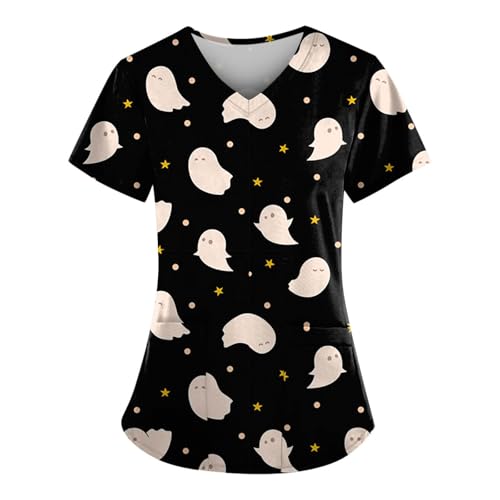 Saymany Kostüme Für Halloween Mit Taschen Halloween-Kostüme Kasak Kürbis Kostüm Arbeitskleidung & Uniformen Lässig Erwachsene Kostüm Geister Costume Damen （1-Black，S） von Saymany