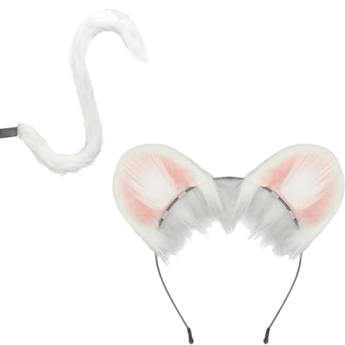 Sbshiouu Tier-Cosplay-Kostüm, Kunstpelze, Katzen, Füchse, Wolf, pelziger Schwanz und Ohr, Stirnband, Halloween-Party-Kostüm, Zubehör, Halloween, Cosplay, Kostüme für Männer und Frauen von Sbshiouu