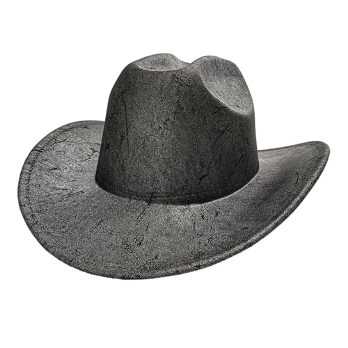 Sbshiouu Western PU Hut mit großen Krempen und dekorativer Retro-Textur für Kostümbegeisterte und Cosplay-Party von Sbshiouu