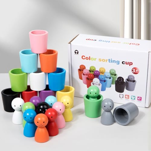 Montessori Spielzeug Regenbogen Puppen in Tassen Farbe Sortieren,Holz Sortier Stapelsteine Holzspielzeug zum Zählen Lernen,Sensory Training für Kleinkinder,Zählspiele für Jungen Montessori Spielzeug Regenbogen Puppen in Tassen Farbe Sortieren,Holz Sortier Stapelsteine Holzspielzeug zum Zählen Lernen,Sensory Training für Kleinkinder,Zählspiele für Jungen von Sbyhbhyds