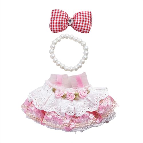 Kleidung für 17 cm große Puppen und Plüschtiere, süßes Kleid mit Kunstperlenkette und Schleife, Dress Up Rock Zubehör, keine Puppen Kleidung für 17 cm große Puppen und Plüschtiere, süßes Kleid mit Kunstperlenkette und Schleife, Dress Up Rock Zubehör, keine Puppen von Sbyzm