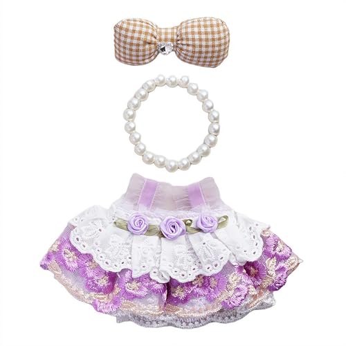 Kleidung für 17 cm große Puppen und Plüschtiere, süßes Kleid mit Kunstperlenkette und Schleife, Dress Up Rock Zubehör, keine Puppen Kleidung für 17 cm große Puppen und Plüschtiere, süßes Kleid mit Kunstperlenkette und Schleife, Dress Up Rock Zubehör, keine Puppen von Sbyzm