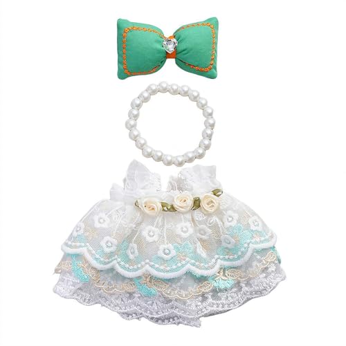 Kleidung für 17 cm große Puppen und Plüschtiere, süßes Kleid mit Kunstperlenkette und Schleife, Dress Up Rock Zubehör, keine Puppen Kleidung für 17 cm große Puppen und Plüschtiere, süßes Kleid mit Kunstperlenkette und Schleife, Dress Up Rock Zubehör, keine Puppen von Sbyzm