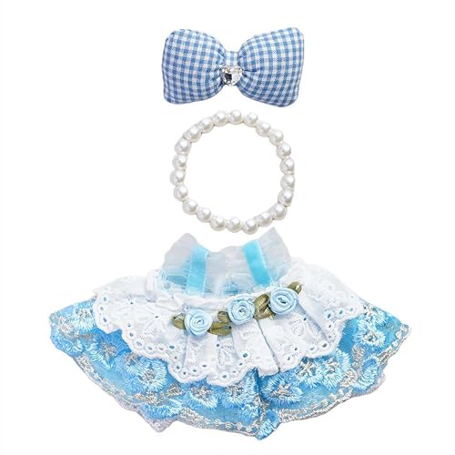 Kleidung für 17 cm große Puppen und Plüschtiere, süßes Kleid mit Kunstperlenkette und Schleife, Dress Up Rock Zubehör, keine Puppen Kleidung für 17 cm große Puppen und Plüschtiere, süßes Kleid mit Kunstperlenkette und Schleife, Dress Up Rock Zubehör, keine Puppen von Sbyzm