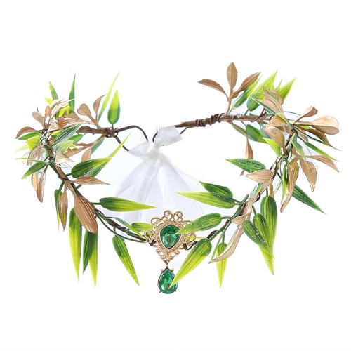 Renaissance Fee Blumenkrone für Frauen, Braut grüne Blattkrone, Kopfbedeckung Floral Stirnband Foto Requisite für Mittelalter Kostüm Frauen Halloween Cosplay Fotoshooting Renaissance Fee Blumenkrone für Frauen, Braut grüne Blattkrone, Kopfbedeckung Floral Stirnband Foto Requisite für Mittelalter Kostüm Frauen Halloween Cosplay Fotoshooting von Sbyzm