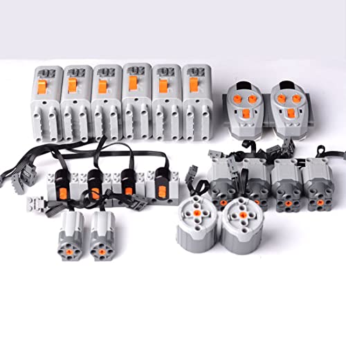 Scakbyer 20-teiliges Motor-Set mit Power-Funktionen, kompatibel mit Lego Technic Auto-Bausteinen, inklusive 2 x Fernbedienung, 6 x AA-Batteriebox, 2 x XL-Motor, 4 x L-Motor, 2 x M-Motor, 4 x Empfänger von Scakbyer