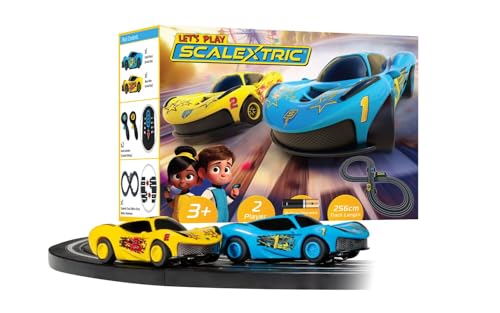 Mein erstes Scalextric Let's Play G1188M Rennstrecken-Set für Kinder ab 3 Jahren – Batteriebetriebenes Micro-Rennset, Spielzeugauto-Bausätze für Jungen; inkl 1x Speed ​​Track, 2X Rennwagen von Scalextric