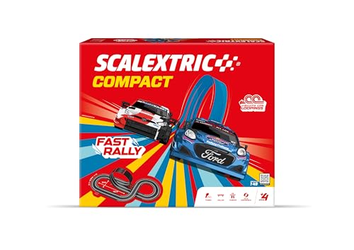 SCALEXTRIC - Compact Circuit - Komplette Rennstrecke - 2 Autos enthalten - Maßstab 1:43 (Circuito CompactFast Rally) von Scalextric