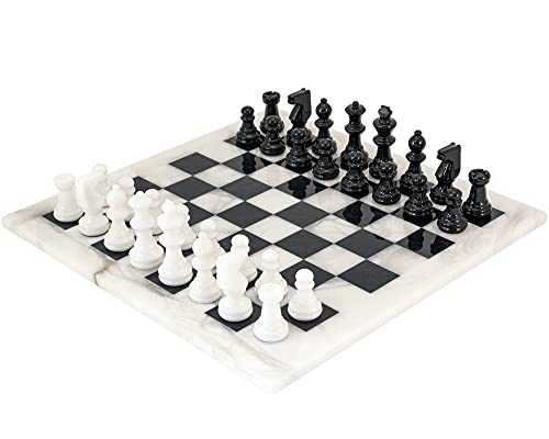 Schwarz und weiß Alabaster Schach Set 36.8cm von Scali Alabastro