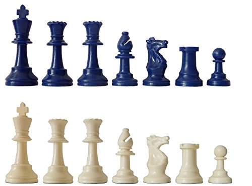 SchachQueen - Schachfiguren Plastik Königshöhe 97 mm blau/weiß von SchachQueen