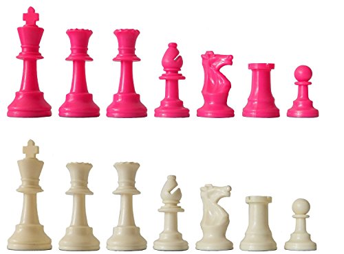 SchachQueen - Schachfiguren Plastik Königshöhe 97 mm pink/weiß von SchachQueen