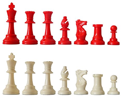 SchachQueen - Schachfiguren Plastik Königshöhe 97 mm rot/weiß von SchachQueen