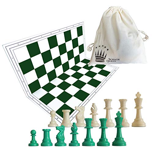 SchachQueen - Schachset grün/weiß - komplettes Schachspiel mit Schachbrett und Schachfiguren Plastik Feldgröße 57 mm Königshöhe 97 mm SchachQueen - Schachset grün/weiß - komplettes Schachspiel mit Schachbrett und Schachfiguren Plastik Feldgröße 57 mm Königshöhe 97 mm von SchachQueen