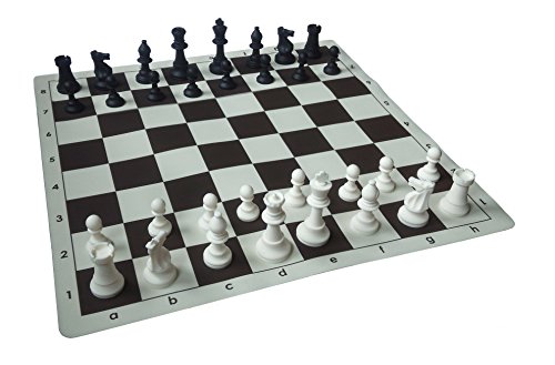 SchachQueen - Schachset - komplettes Schachspiel Silikon mit Schachbrett und Schachfiguren Feldgröße 57 mm (braun/beige) Königshöhe 90 mm (schwarz/weiß) von SchachQueen