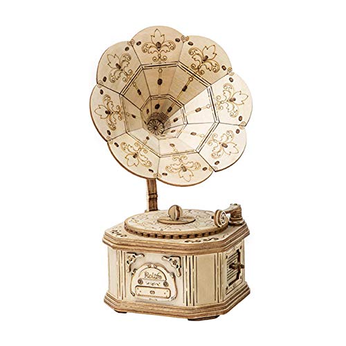 Gramophone 3D Holz Modellbausätze 3D Puzzle Holz Bastelset Modellbausatz für Erwachsene und Jugendliche (Grammophon) von Schildeng