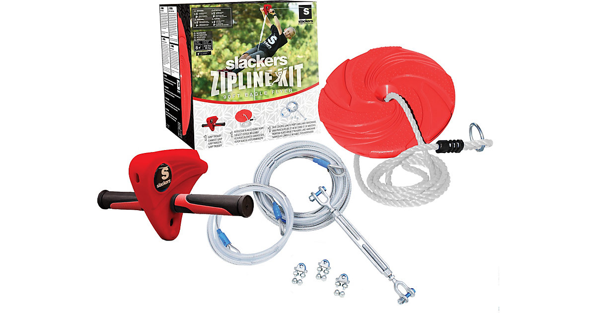 SLACKERS Seilrutsche EAGLE 2 (Zipline 90´) Stahl Handschl. rot/silber von Schildkröt Funsports