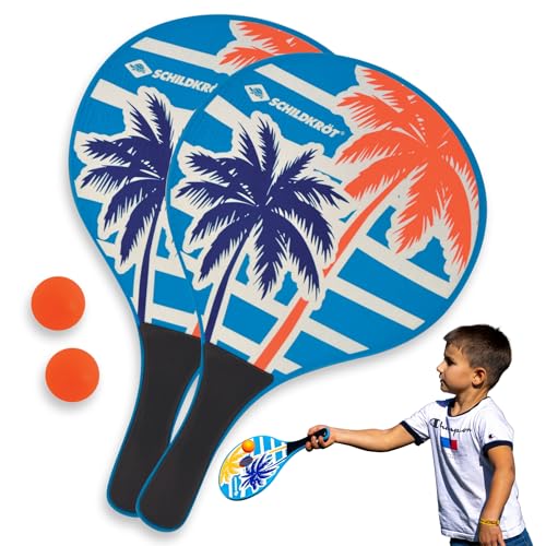 Schildkröt® Beach Paddle Ball Set Ocean, 2 Schläger aus lackiertem Holz, 2 Bälle, in wiederverschließbarer Netztasche, der Klassiker unter den Strandspielen, 970157, Keine Größe von Schildkröt