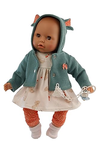 Schildkröt Puppe Amy (45 cm, mit Schnuller, Malhaar, braune Schlafaugen, Mäuschenkleidung, Spielzeugpuppe, ab 36 Monaten) 7545260 von Schildkröt