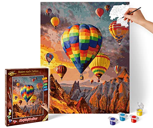 Schipper 609130858 Malen nach Zahlen, Heißluftballons - Bilder malen für Erwachsene, inklusive Pinsel und Acrylfarben, 40 x 50 cm von Schipper
