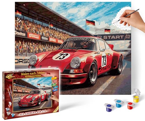 Schipper 609130929 Malen nach Zahlen – Porsche 911 Carrera RSR 2.8 - Bilder malen für Erwachsene, inklusive Pinsel und Acrylfarben, 40 x 50 cm von Schipper