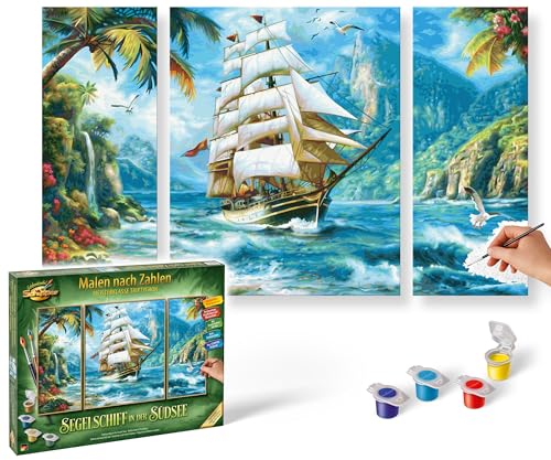 Schipper 609260927 Malen nach Zahlen – Segelschiff in der Südsee - Bilder malen für Erwachsene, inklusive Pinsel und Acrylfarben, Triptychon, 50 x 80 cm Schipper 609260927 Malen nach Zahlen – Segelschiff in der Südsee - Bilder malen für Erwachsene, inklusive Pinsel und Acrylfarben, Triptychon, 50 x 80 cm von Schipper