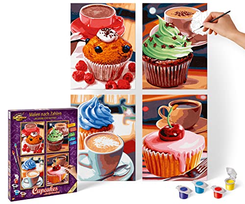 Schipper 609340629 Malen nach Zahlen, Cupcakes - Bilder malen für Erwachsene, inklusive Pinsel und Acrylfarben, Quattro je 18 x 24 cm Schipper 609340629 Malen nach Zahlen, Cupcakes - Bilder malen für Erwachsene, inklusive Pinsel und Acrylfarben, Quattro je 18 x 24 cm von Schipper