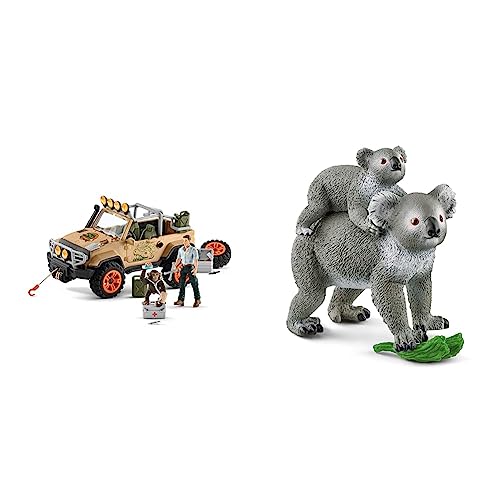 SCHLEICH 42410 Geländewagen mit Seilwinde, für Kinder ab 3+ Jahren, WILD Life - Spielset & 42566 Koala Mutter mit Baby, für Kinder ab 3+ Jahren, WILD Life - Spielset von SCHLEICH