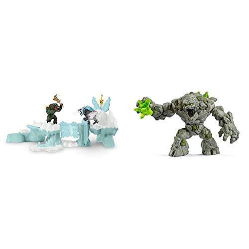 Schleich 42497 Eldrador Creatures Spielset - Angriff auf die Eisfestung, Spielzeug ab 7 Jahren,16.5 x 23 x 19 cm & 70141- Steinmonster Spielzeug,9.3 x 17.7 x 12 cm von SCHLEICH