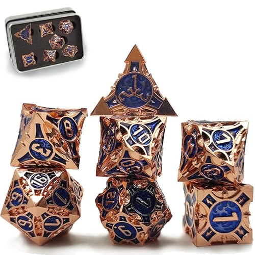 Würfel, DND Würfel Set, D&D Würfel, Würfel Metall. DND Dice Set, Würfel Rollenspiel, DND Würfel Metall RPG, DND Bronze Dice, Dungeons and Dragons Würfel (Bronze 4) von Schleuder