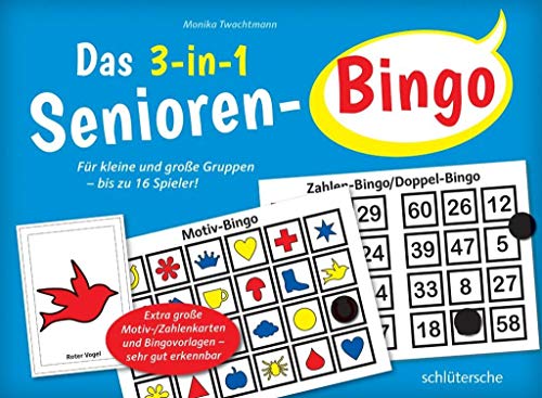 Das 3-in-1 Senioren-Bingo: Für kleine und große Gruppen - bis zu 16 Spieler! Extra große Motiv-/Zahlenkarten und Bingovorlagen - sehr gut erkennbar von Schlütersche