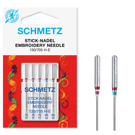 Schmetz Nähmaschinennadeln Stickerei 130/705 H-E Größe 75-90 - 5 Stück Schmetz Nähmaschinennadeln Stickerei 130/705 H-E Größe 75-90 - 5 Stück von Schmetz