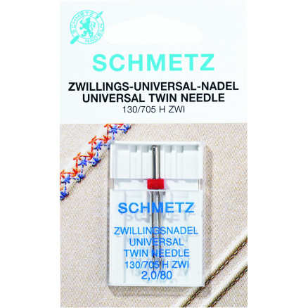 Schmetz Nähmaschinennadeln Zwillingsnadeln 130/705 H-Zwi 2,0-80 - 2 Stk von Schmetz