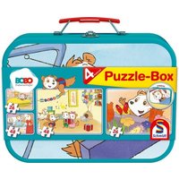 Bobo Siebenschläfer, Puzzle-Box, 2x26, 2x48 Teile im Metallkoffer von Schmidt Spiele