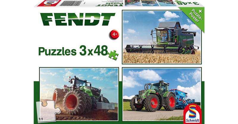 Kinderpuzzleset 3 x 48 Teile, Traktor Fendt 1050 Vario/724 Vario/6275L von Schmidt Spiele