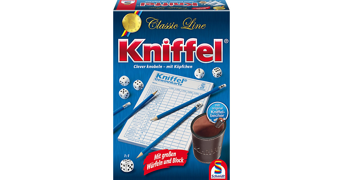 Kniffel, Classic Line mit Lederbecher und extragroßen Würfeln Kniffel, Classic Line mit Lederbecher und extragroßen Würfeln von Schmidt Spiele