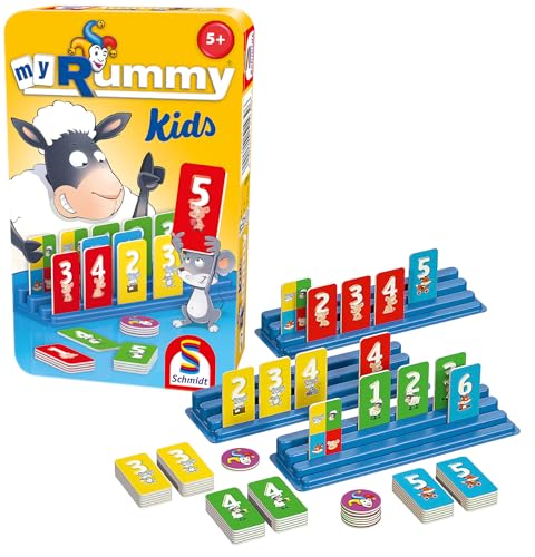 Schmidt Spiele 51439 MyRummy Kids, Bring Mich mit Spiel in der Metalldose von Schmidt