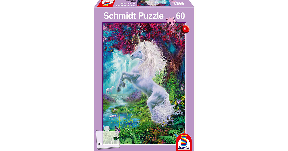 Puzzle, 60 Teile, 36x24 cm, Einhorn im verzauberten Garten von Schmidt Spiele
