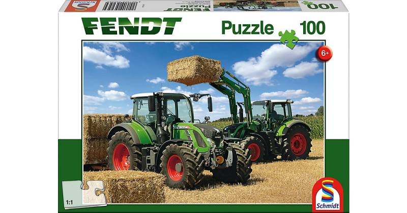 Puzzle 100 Teile Fendt 724 Vario, Fendt 716 Vario mit Frontlader Cargo 4x85 von Schmidt Spiele