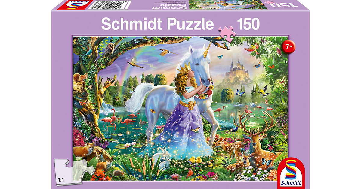 Puzzle 150 Teile Prinzessin mit Einhorn und Schloß von Schmidt Spiele
