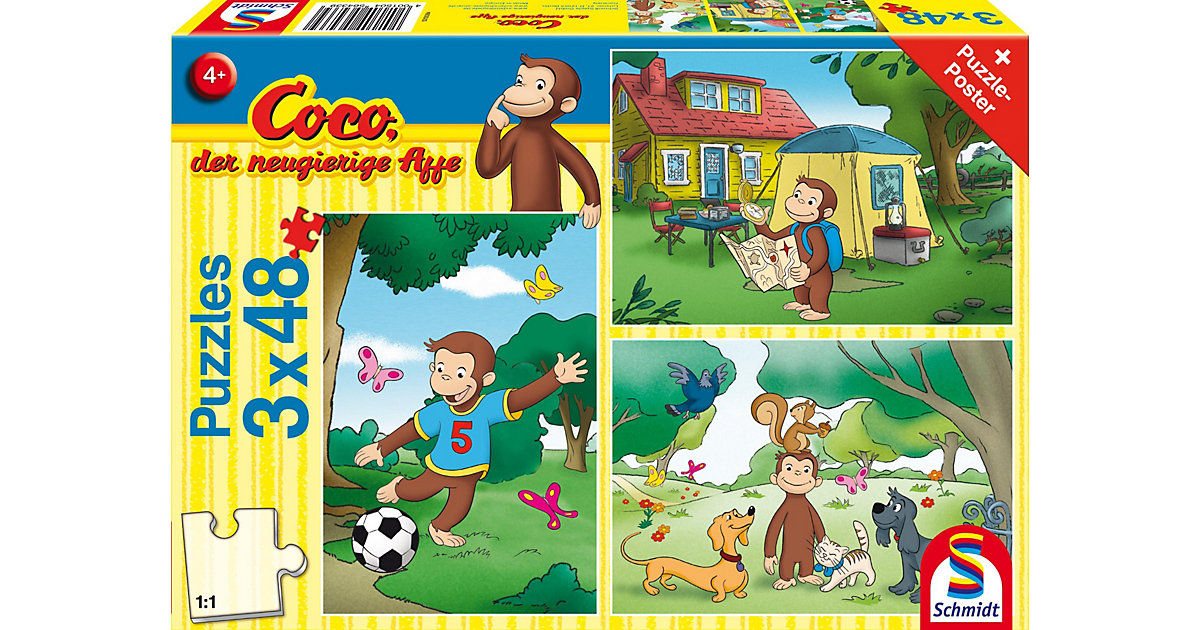 Puzzle Coco, der neugierige Affe, Mein Freund Coco, 3x48 Teile Puzzle Coco, der neugierige Affe, Mein Freund Coco, 3x48 Teile von Schmidt Spiele