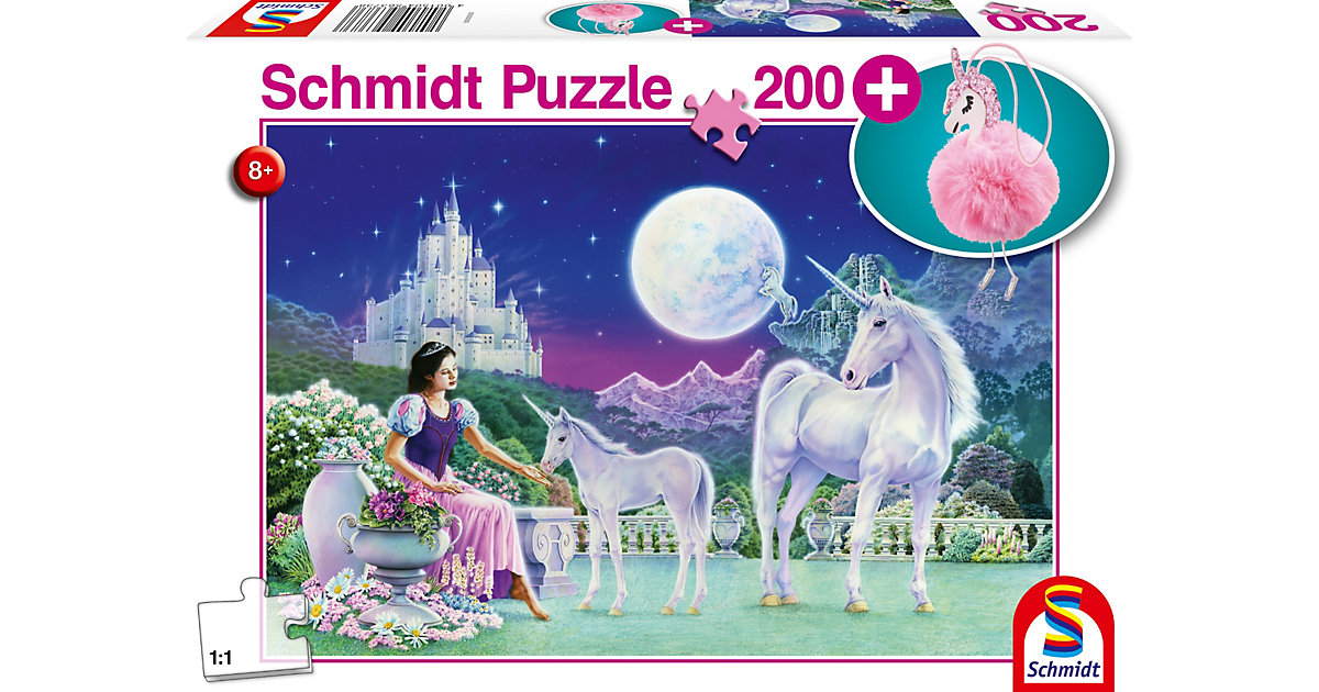 Puzzle Einhorn, 200 Teile + Puschel-Anhänger von Schmidt Spiele