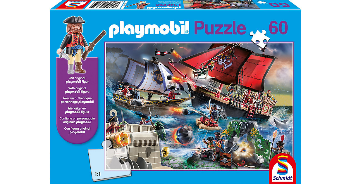 Puzzle PLAYMOBIL® inkl. Playmobil-Figur, Piraten, 60 Teile von Schmidt Spiele