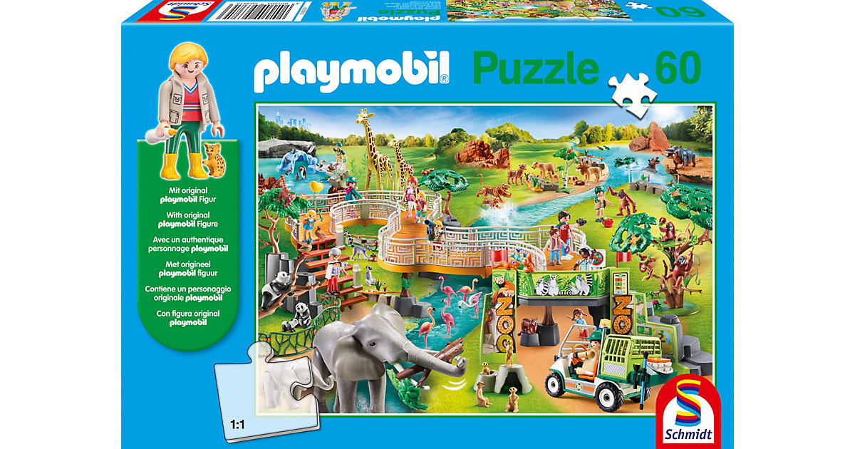 Puzzle PLAYMOBIL® inkl. Playmobil-Figur, Zoo, 60 Teile von Schmidt Spiele